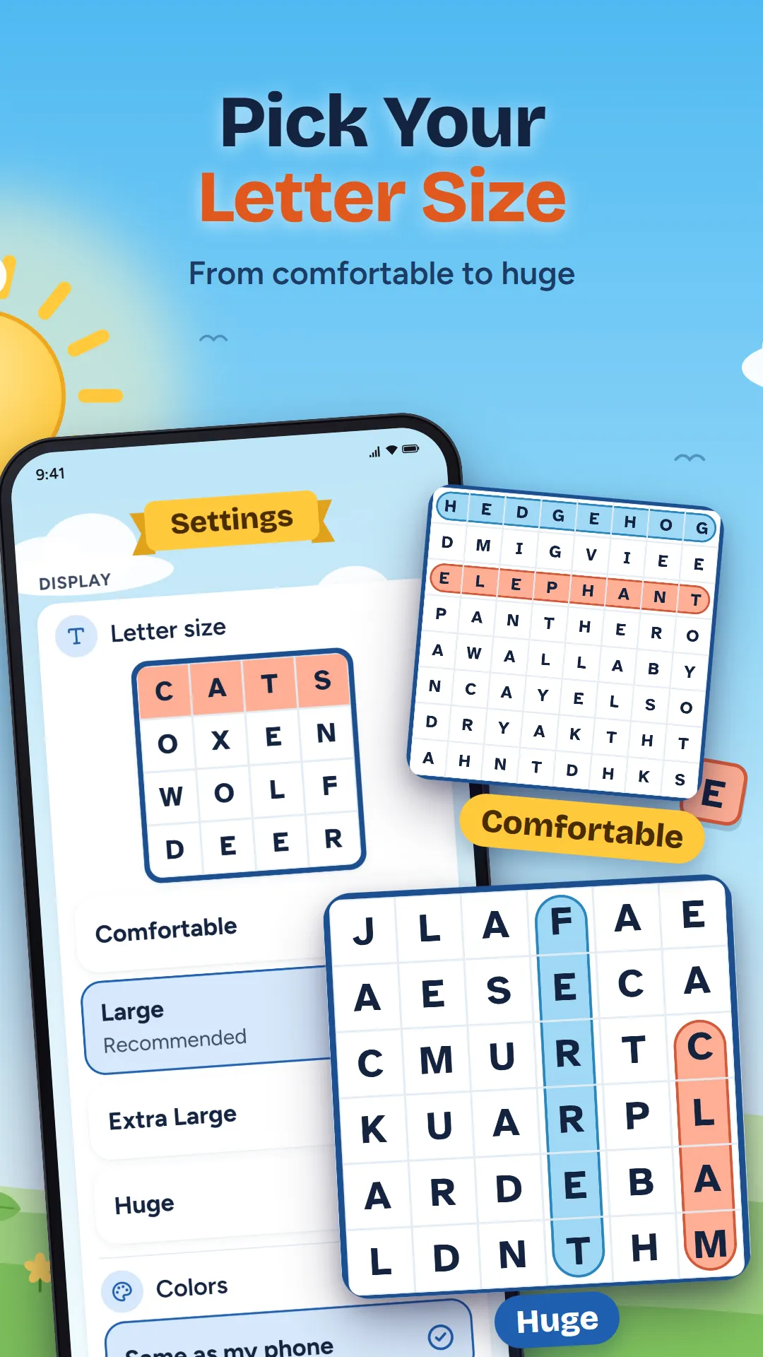 Pick your letter size: four letter sizes