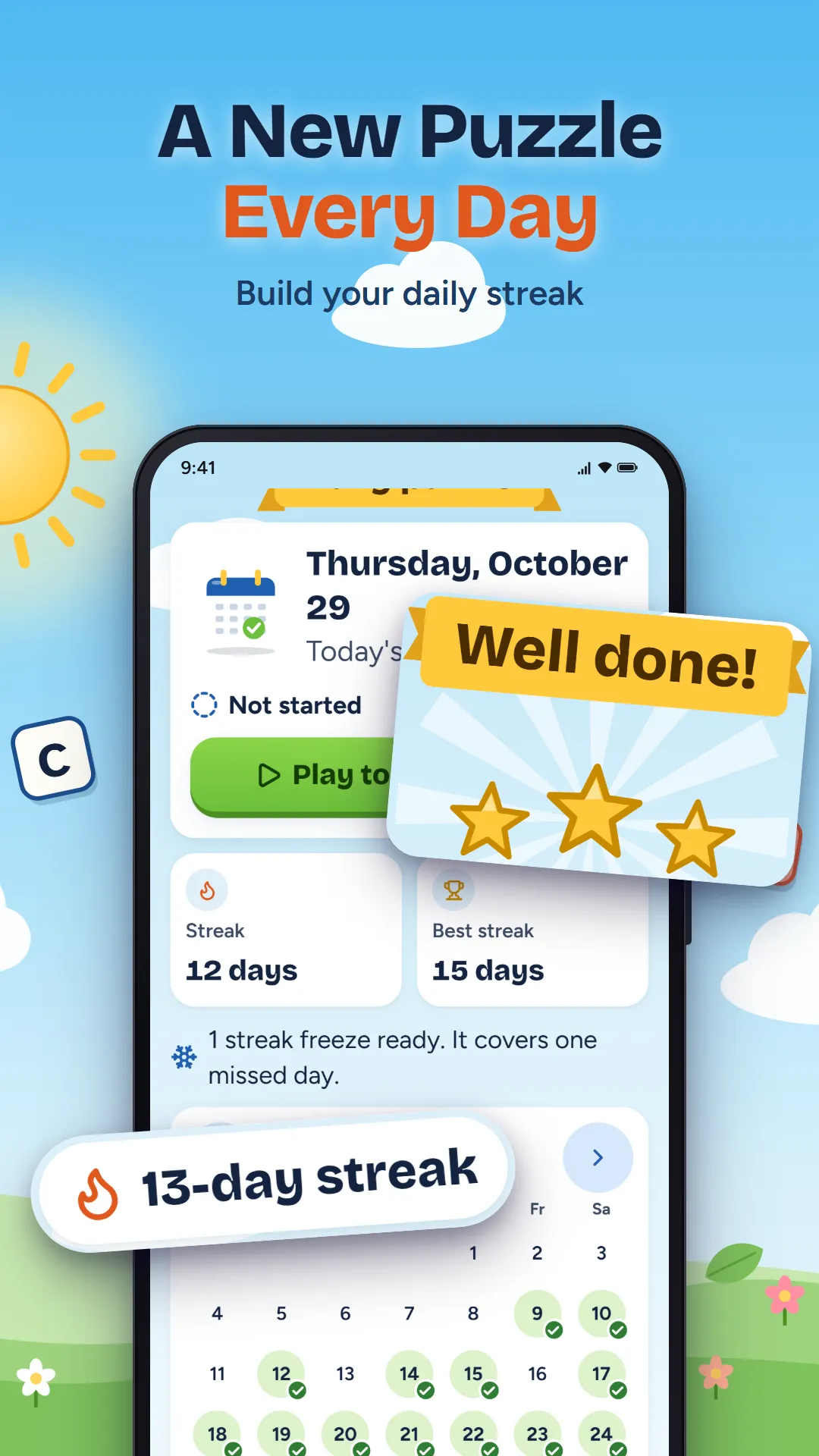 A new puzzle every day: the daily puzzle and streak
