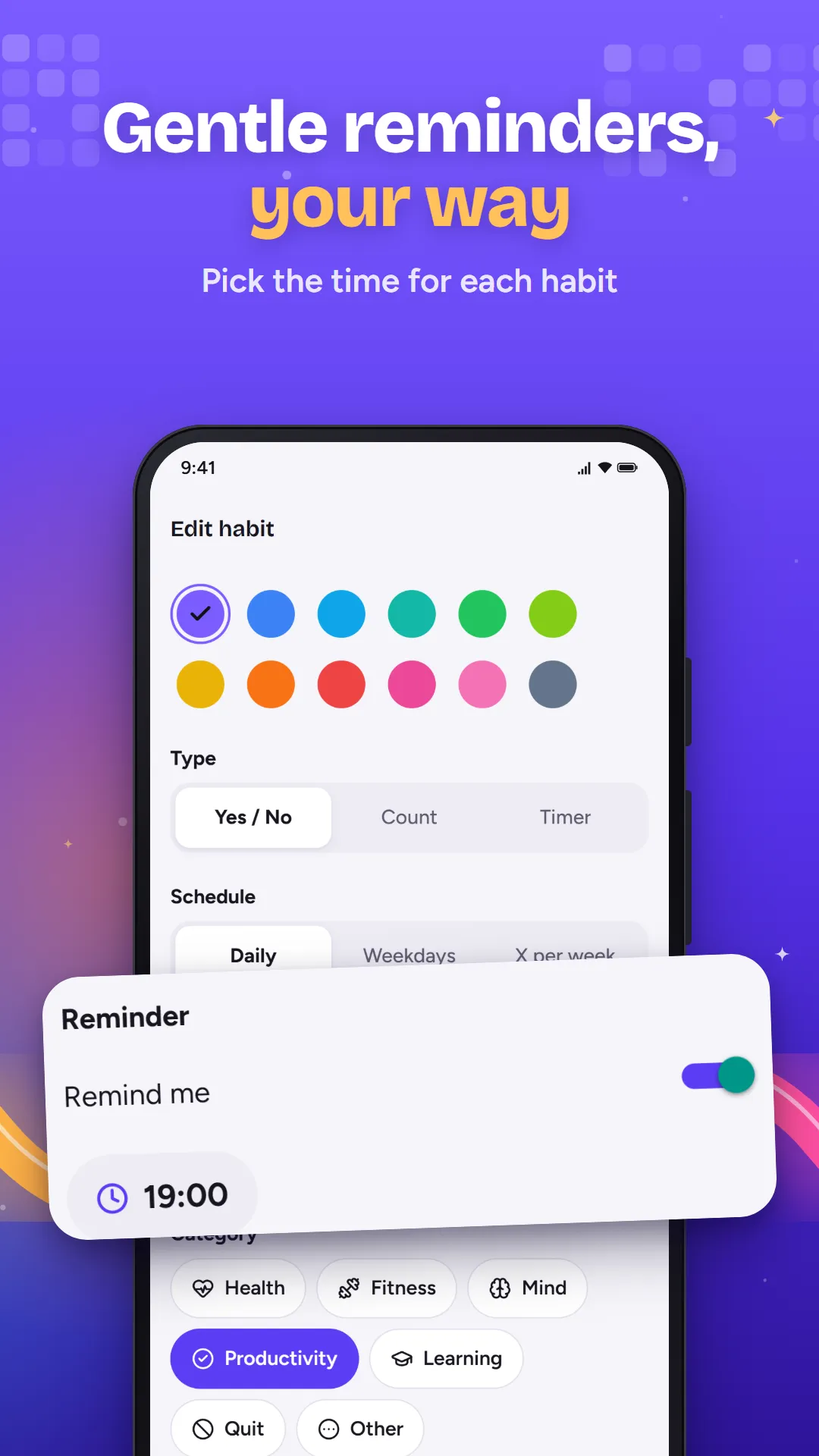 Gentle reminders, your way: reminder settings